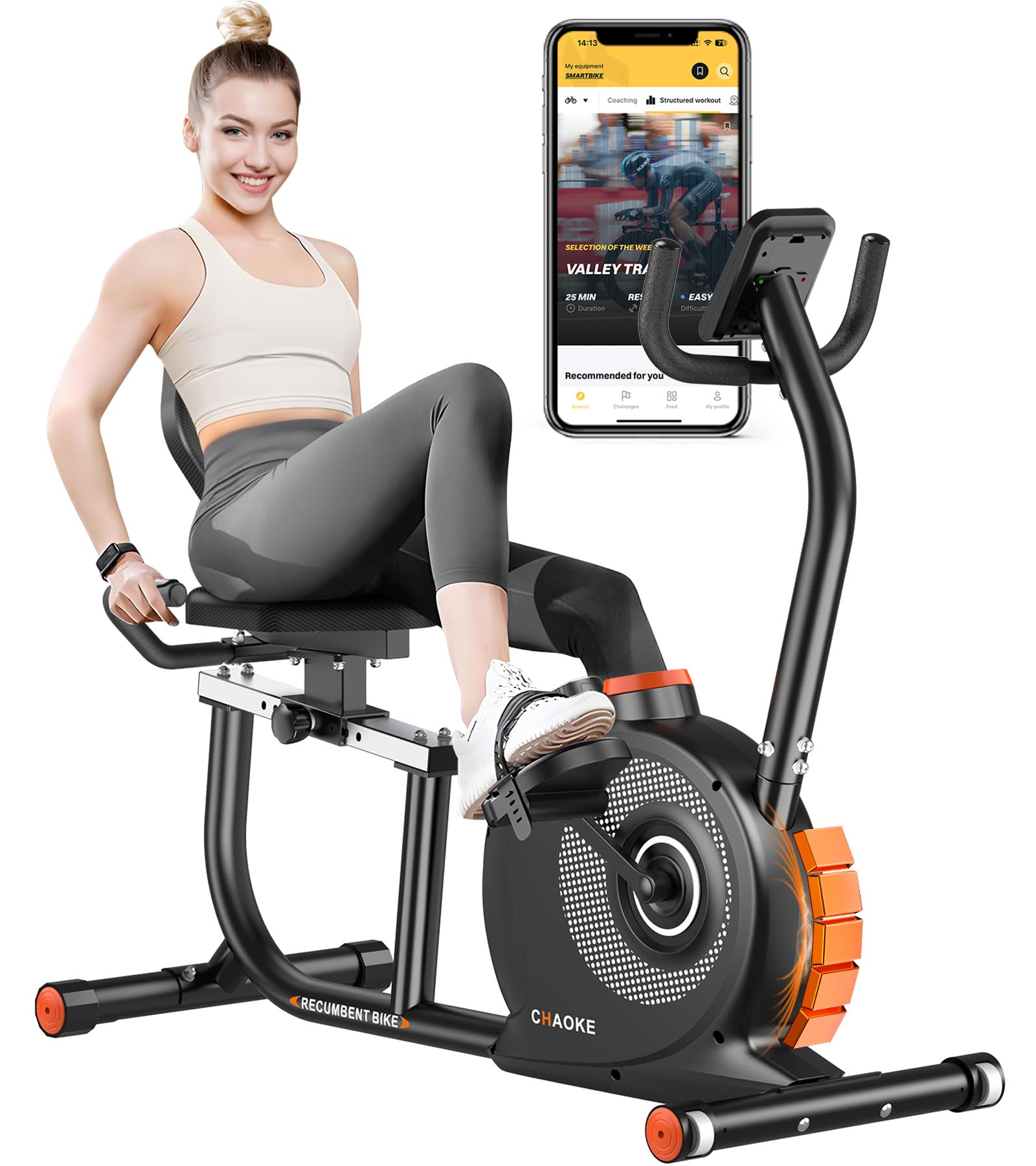 Recumbent Exercise Bike for Home 16 Levels Magnetic Resistance Stationary Bikes