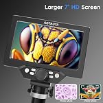 7" LCD Digital Microscope 1200X Magnification, 1080P Coin Microscope with Metal Stand | 8 LED Lights & Ultra-Precise Focus | Coin, Stamp, Windows/Mac Compatible