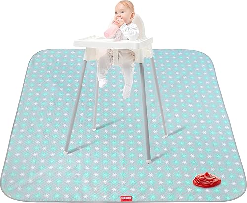 Splat Mat for Under High Chair Mat, 42x46 Inch, Mealtime Baby Splat Mat for Art/Crafts/Playtime, Waterproof Splash Mat, Machine Washable Portable Picnic Floor Mat Baby Feeding Table Cloth