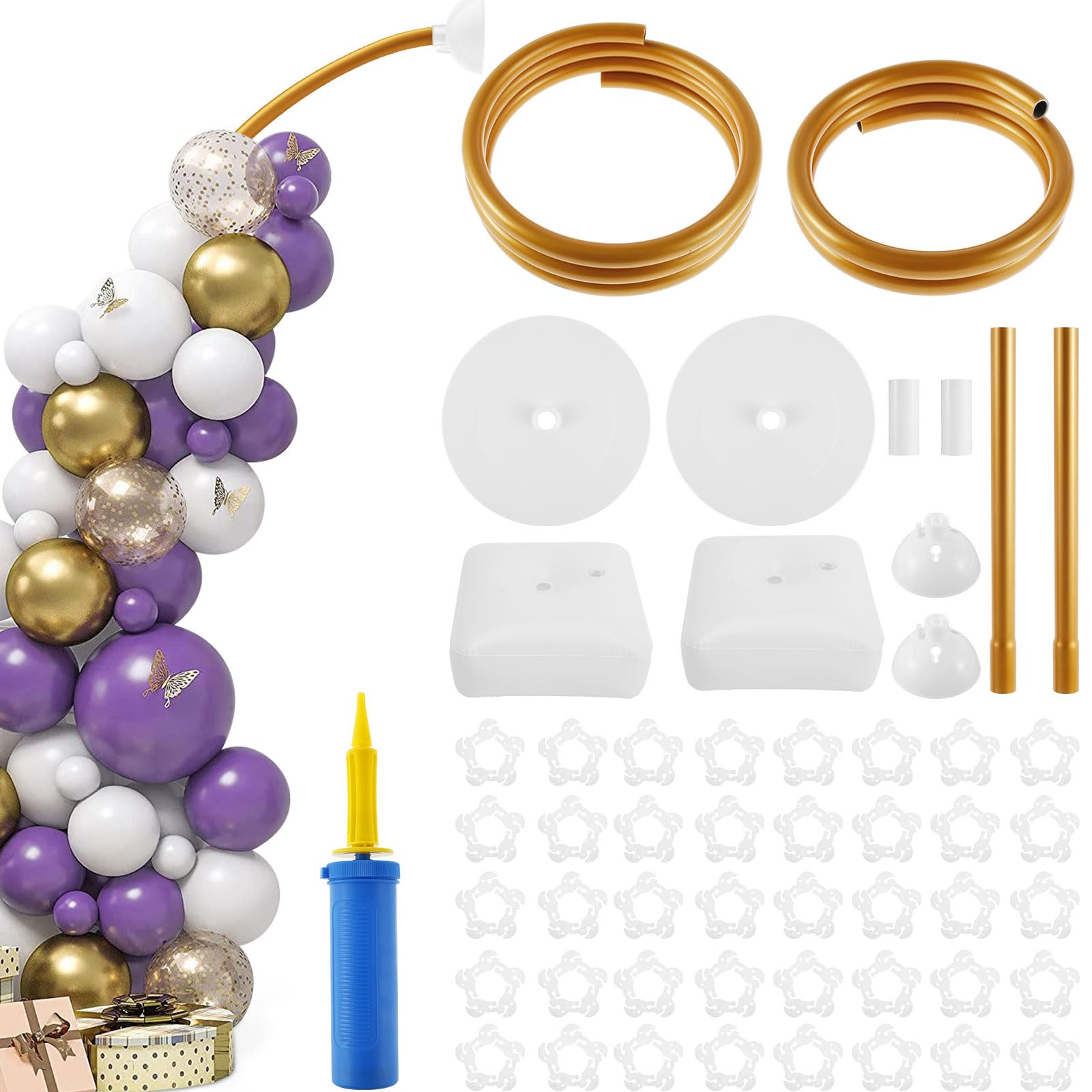 Kit Arche De Ballons 2,5m Et 1,5m Avec Base - Support Pour Décoration Mariage, Anniversaire, Fête - Tubes Flexibles Et Clips Inclus