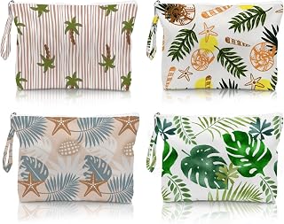 IAXIC Compact Wet Dry Bags 4 Pack, Reusable Waterproof Wet Bags with Zipper for Beach, Travel, Gym