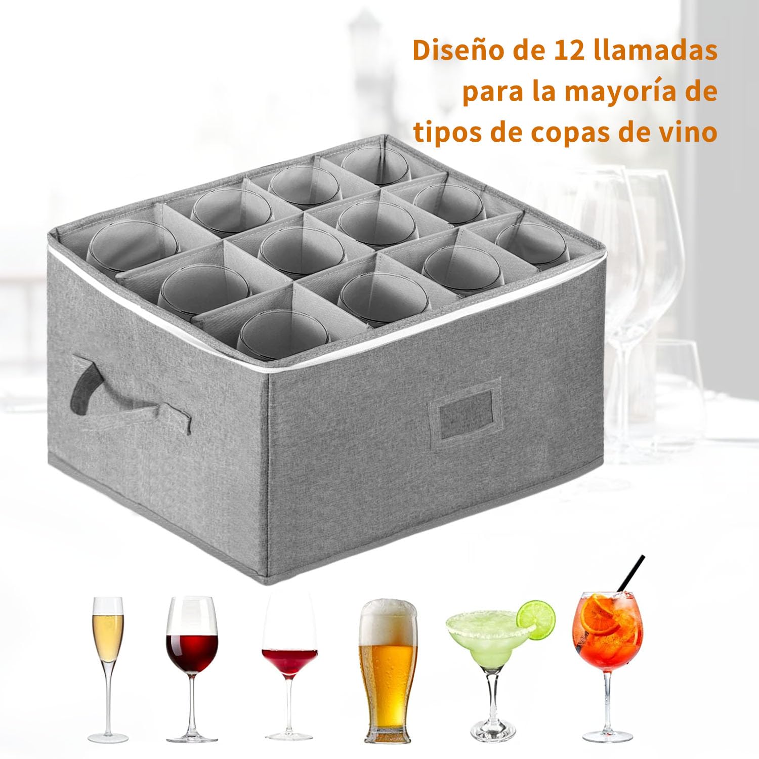 Boczif Wine Glass Storage Boxes, Stemware Storage Chest Boxes with Dividers, Glassware Storage Containers Holds White Wine Glasses, Champagne Flutes, Crystal, Drinkware