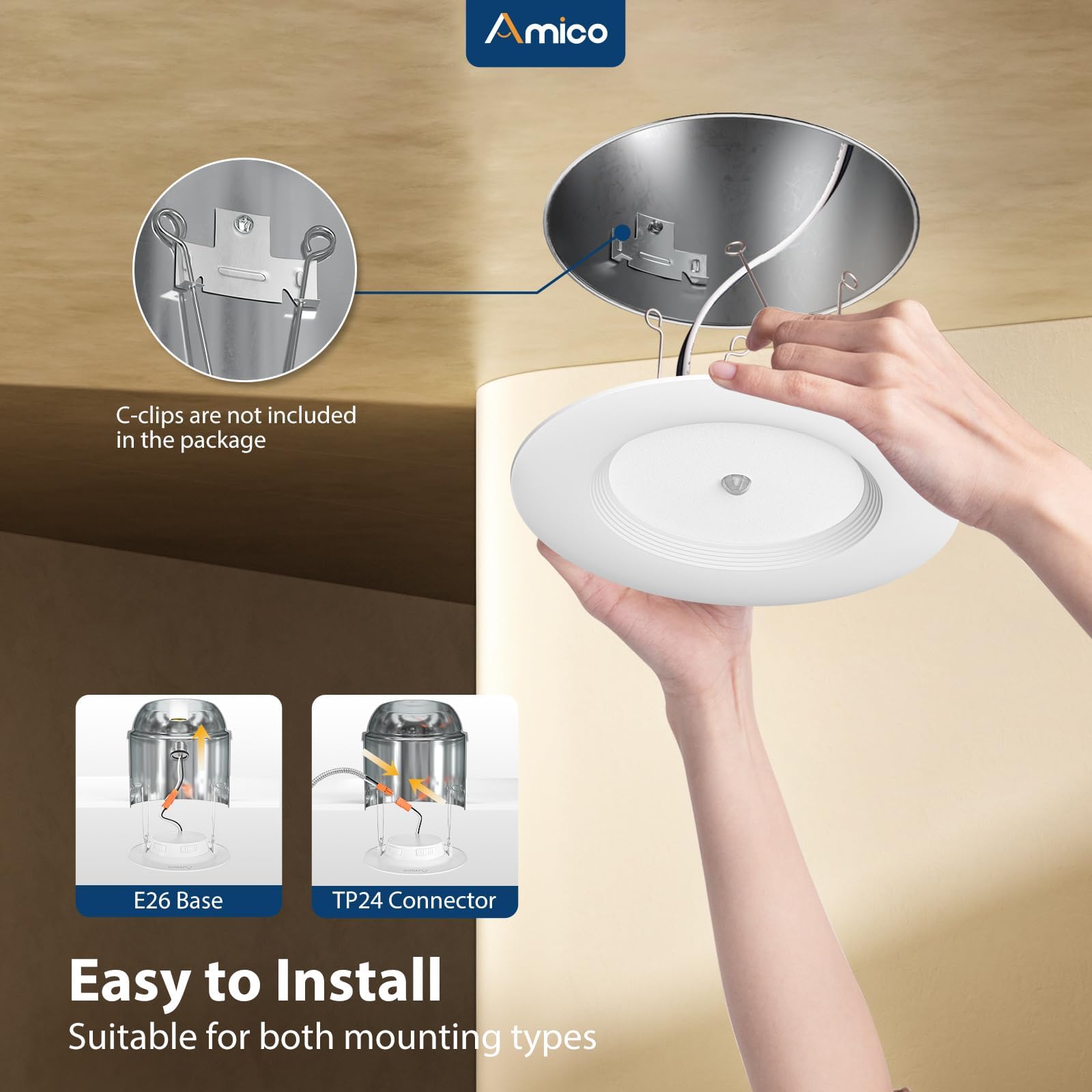 Amazon.com: Amico 1 paquete de luz empotrable con sensor de