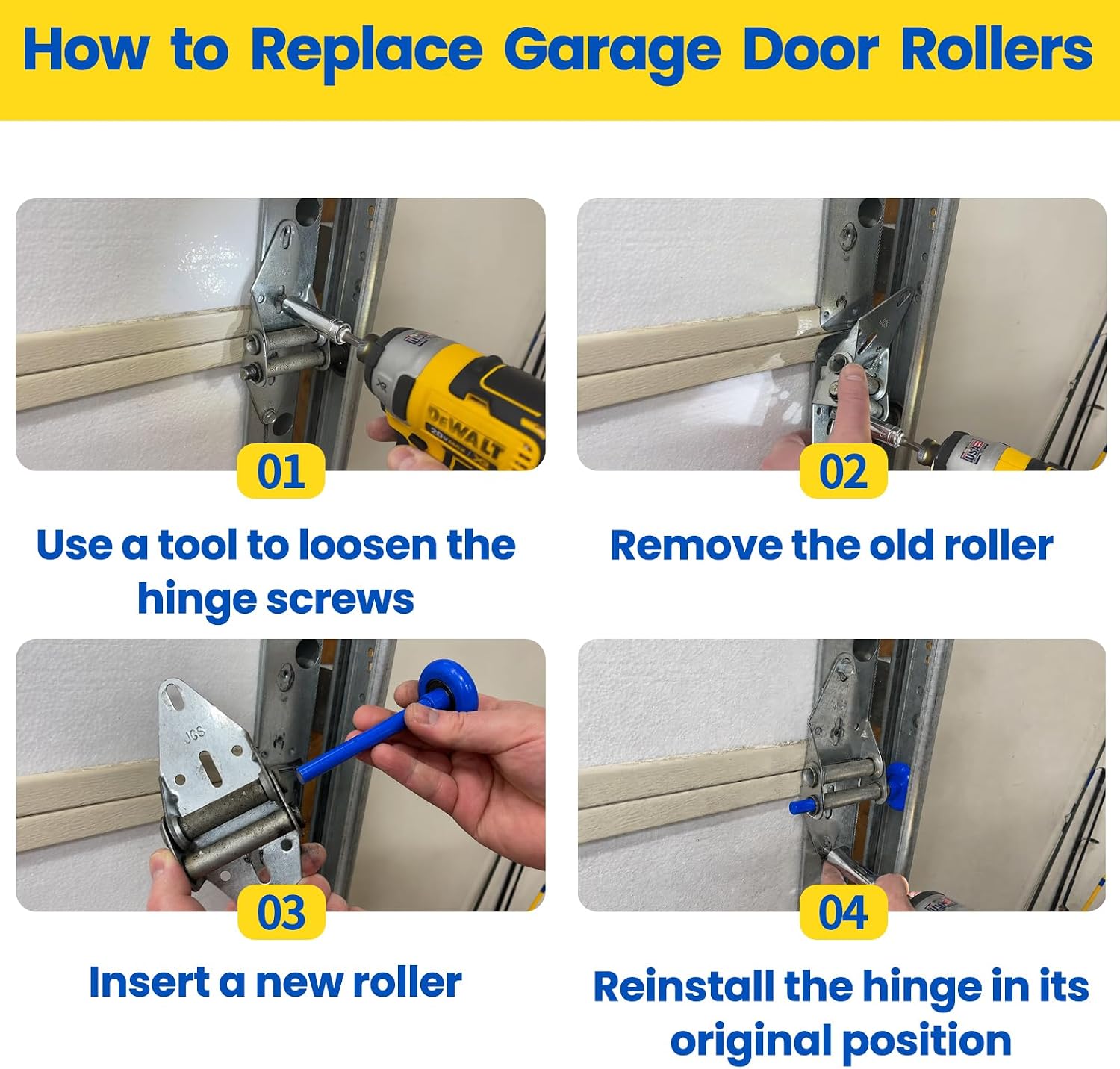 Garage Door Rollers 12 Pack, Quiet 2" Nylon Replacement Wheels for 2" Track | Upgrade to quiet, cut noise 90%. Blue finish. 6200-2RS rubber seals block dust. Strong stem fits residential 2" tracks.