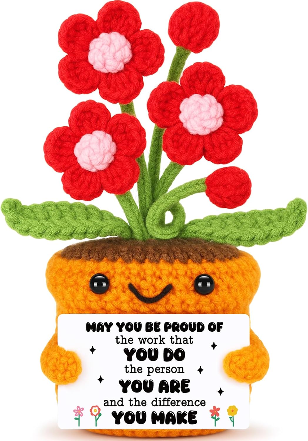 Agantree art Thank You Gifts for Women - Positive Crochet Flower Home Desk Decor- Graduation End of Year Teacher Appreciation Gifts for Teachers Nurse Coworker Friend, Retirement Gift for Woman
