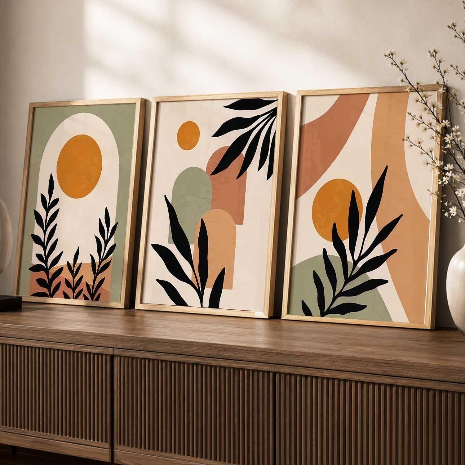 BOHO Wall Art Set - 3 Minimalist Frames -16 BOHO Wall Art Set - 3 Minimalist Frames -16