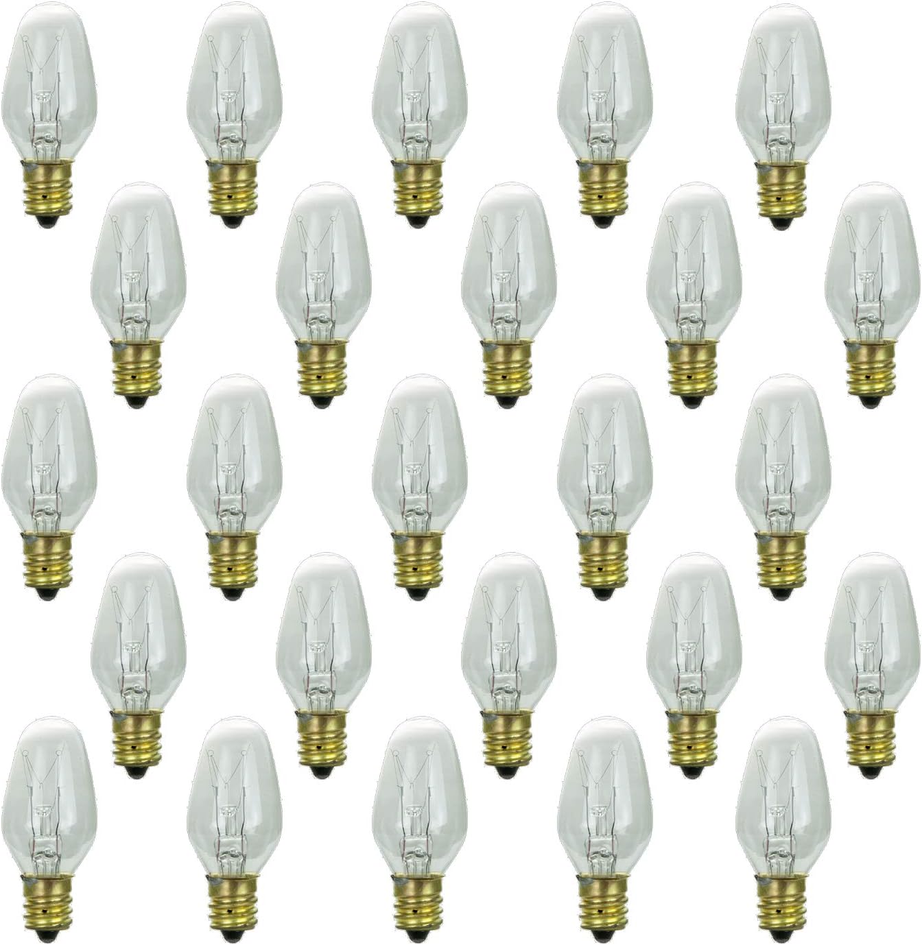 Sunlite 01620-SU C7 Incandescent Himalayan Salt Lamp, Light Bulb, 10 Watts, Candelabr Base (E12), Dimmable, Mercury Free, Clear, 25 Count