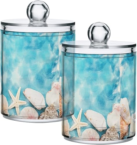 Zhirexin Summer Beach Seashell - 2 tarros herméticos de vidrio transparente para almacenamiento de alimentos, puede almacenar dulces, sal, granos de
