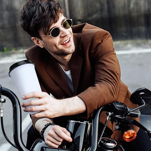 Miniatura 6 de Paquete de 15 tazas de café reutilizables con tapas, vasos de plástico de 16 onzas a granel con tapas para bebidas calientes, taza de café de viaje