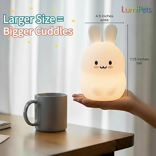 Miniatura 33 de Lumipets Benny The Bear - Luz nocturna de silicona blanda para niños Bonita luz nocturna con control remoto y control táctil para niñas y niños