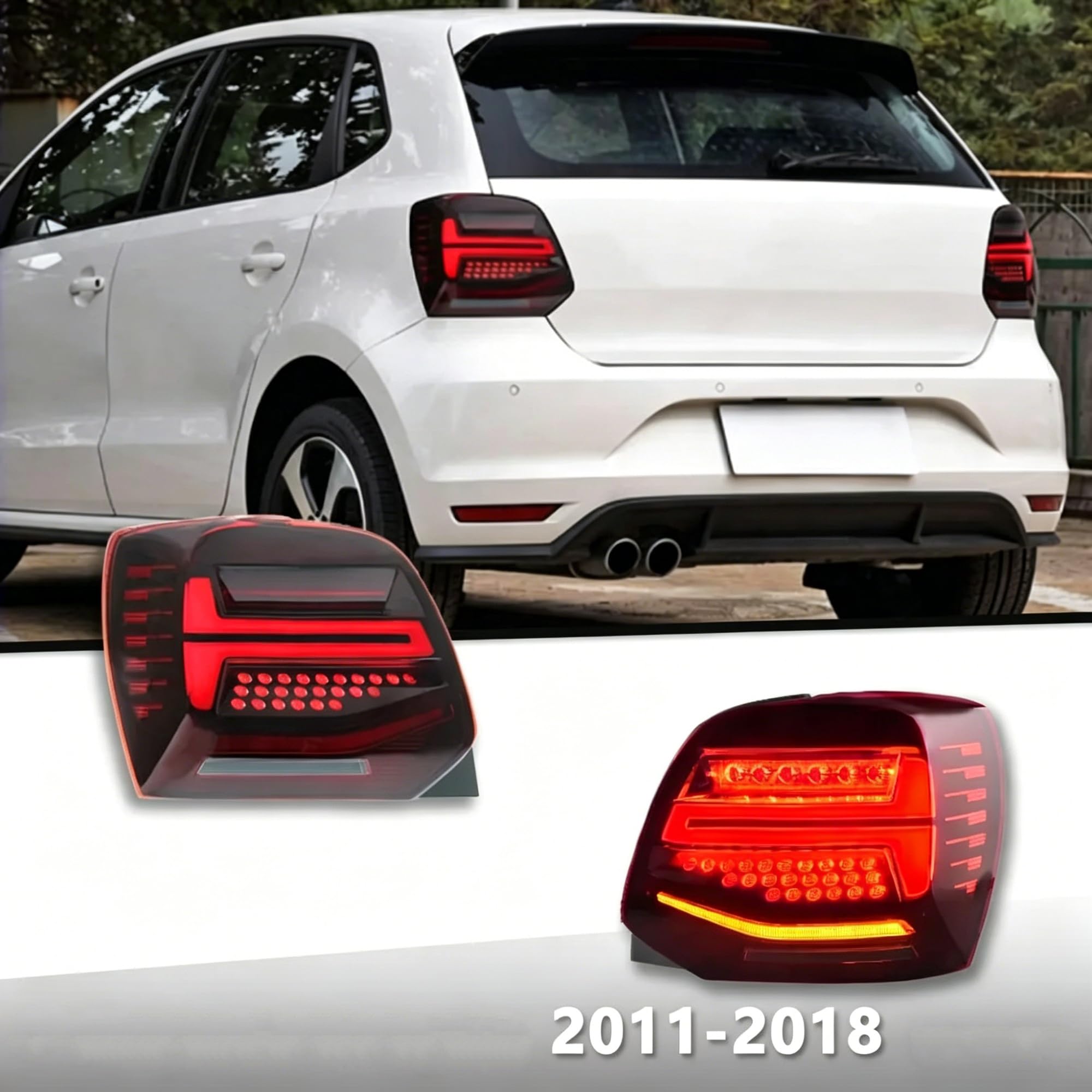 Ulepszone Zestawy Lamp Tyłowych Samochodu Lampki Migające Lampki Jazdy Dla VW Dla Polo 2010 2011 2012 2013 2014 2015 2016 2017(Red A pair)