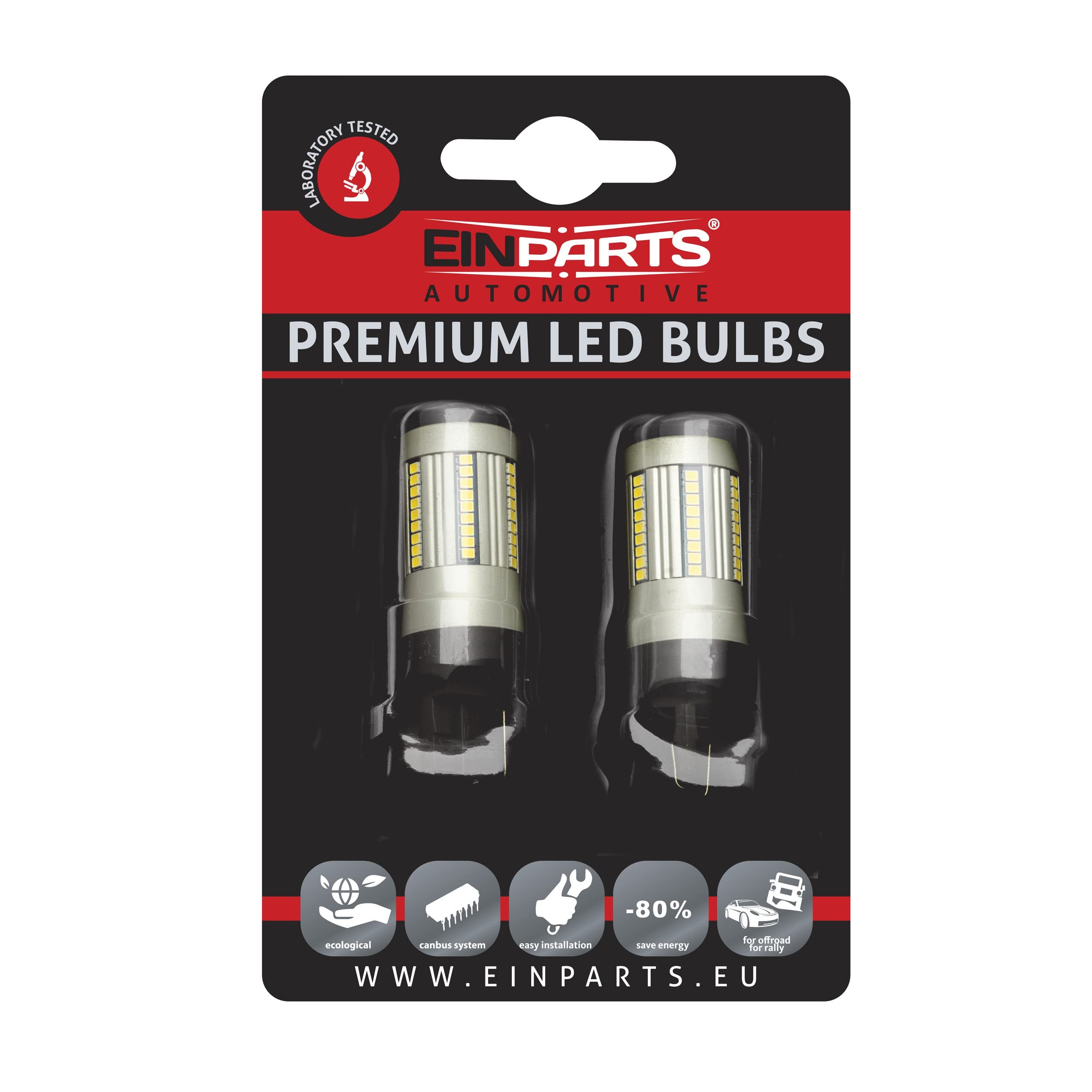 EinParts W21W LED Lampadine 6000K (Bianco) CANBUS 12V per Auto 66 x SMD 2016 LED, W3X16D