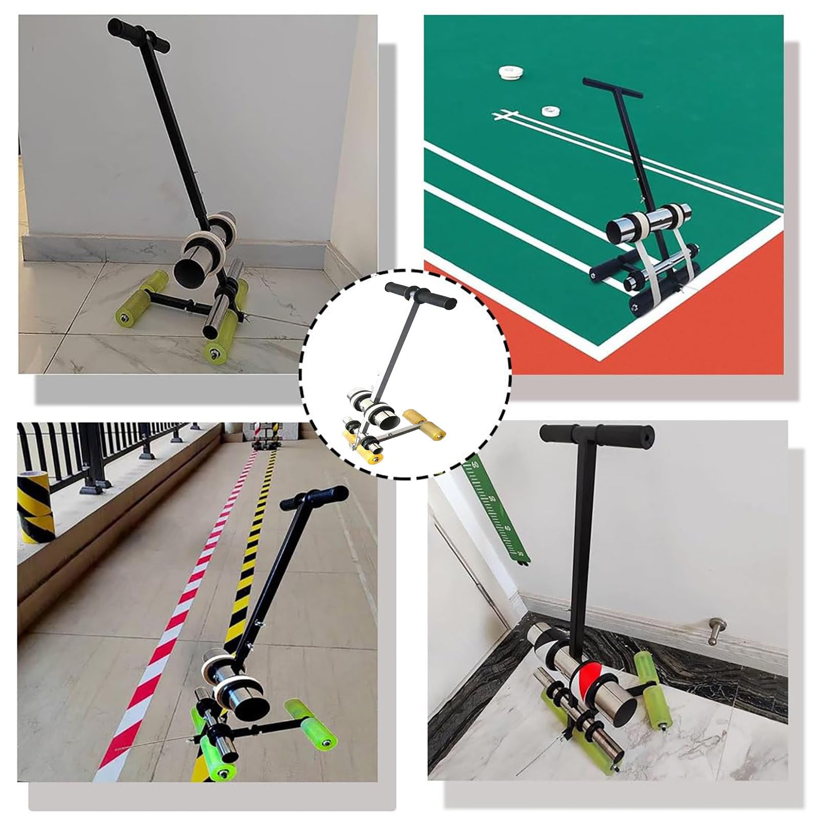 Máquina de marcado de línea recta de bádminton, herramienta de marcado manual de piso, fácil de usar, con rodillo de cinta de marcado, espacio de estacionamiento/marca de carretera, sin