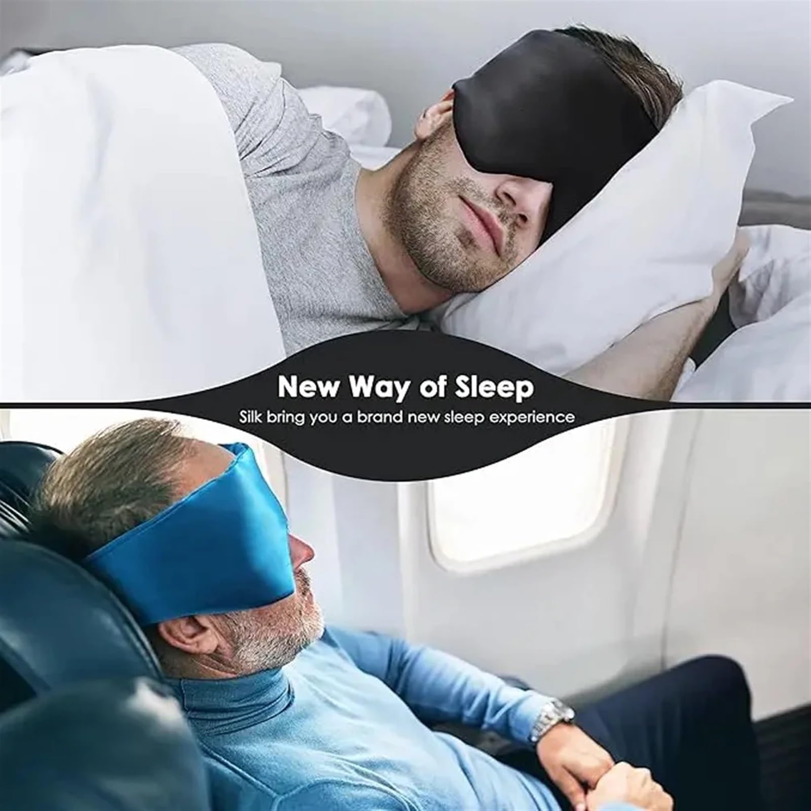 Máscaras para dormir Zero Eye Pressure Blackout pa Máscara de seda for ojos, ultra suave, agradable for la piel, máscara for dormir, tela de seda pura natural(Black)