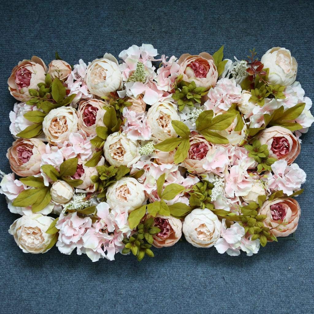 Amazon 花壁 壁面 ウォール 造花 インスタ映え 写真映え 壁面緑化 空間 ローズ 牡丹 シャンパンペールピンク 造花 オンライン通販