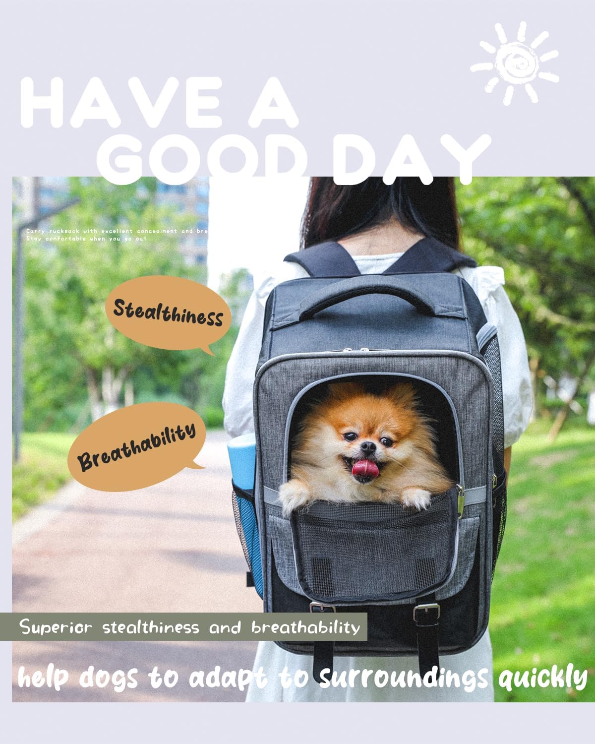 PurpurRain Haustier Rucksack Katzenrucksack Hunderucksack, Tiertransporttasche für Katzen und Kleine Hunde bis 7 kg