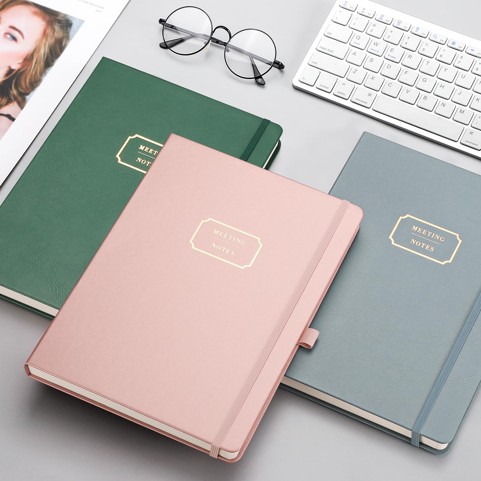 EMSHOI Cuaderno de reuniones para trabajar con artículos de acción, 240 páginas A4, planificador de proyectos grande, organizador de agenda, cuaderno de trabajo para mujeres y hombres, oficina,