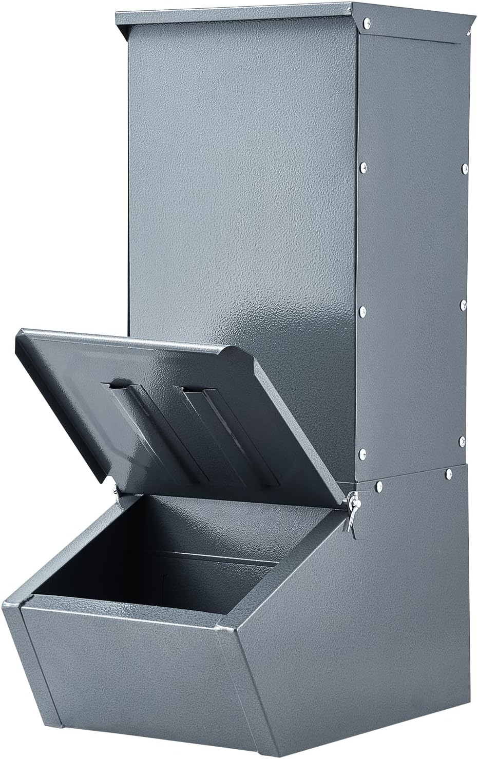 Happybuy Hog Feeder, 2.2 Bushel Capacity, Single Door Pig Feeder, Heavy Duty Steel Piglets Feeder, Multipurpose Trough Creep Feeder, Outdoor Livestock Feeder Farm Accessory for Feeding up to 5 Hogs