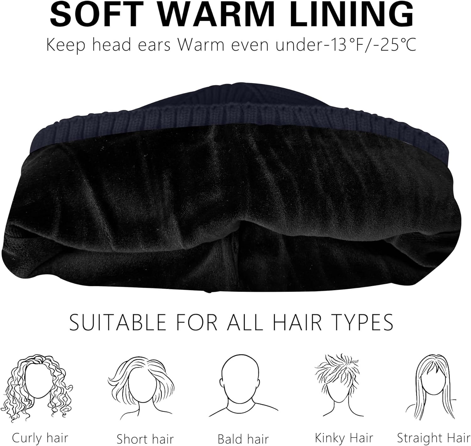 ATNKE Winter Beanie for Men Women, Unisex Thick Stocking Knit Cuffed Skull Cap Soft Warm Fleece Lined Ski Beanies Hat - Image 3