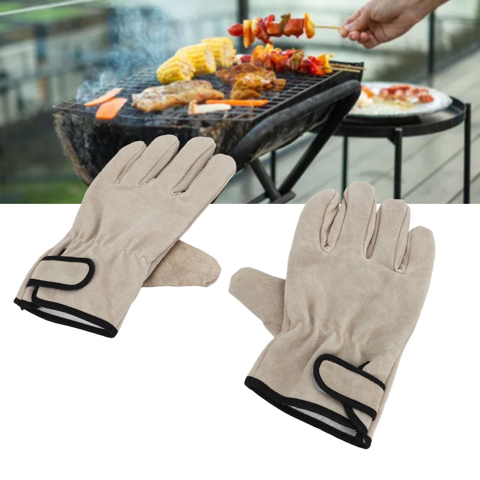 yaogohua Cowhide Leather Gloves Insulation Leather Gloves BBQ Camping Driving Gloves for Welding Wood Cutting