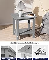 Vista 6 de YEFU Outdoor Side Table for Patio: 16" HIPS Weather - Resistant Adirondack Tables Set of 2 - Small Square End Tables for Backyard Pool Porch Balcony