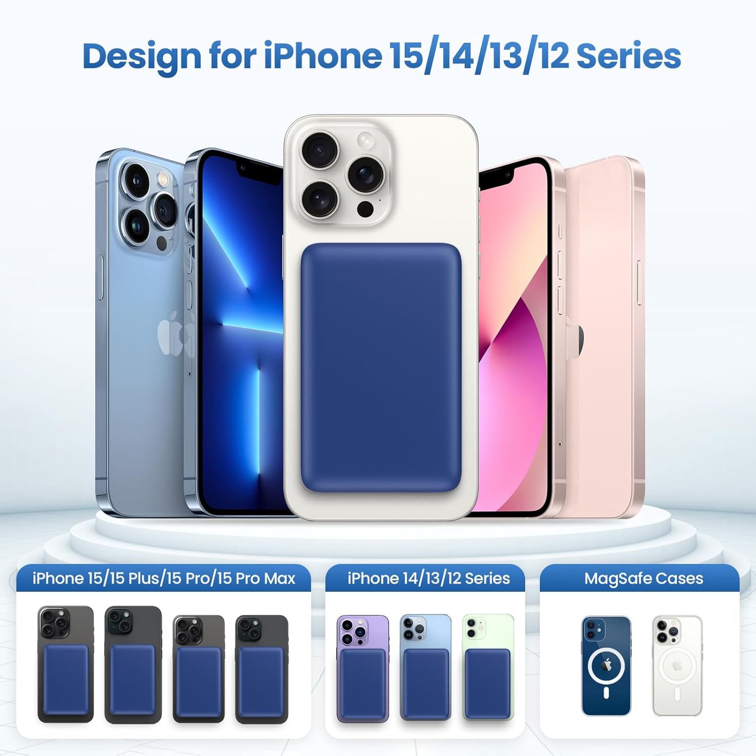 Magnetic Portable Charger 10800mah for Magsafe Battery Pack, Wireless Power Bank with USB C in&out PD Fast Charging,Travel Essential Phone Battery Charger For iPhone 17/16/15/14/13/12 Series-Dark Blue