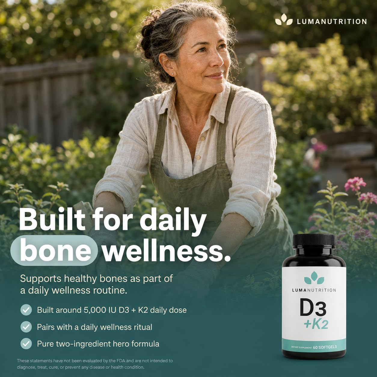 Luma Nutrition Vitamin D3 K2 Supplement 10,000 IU - 60 Softgels — Amazon image 4