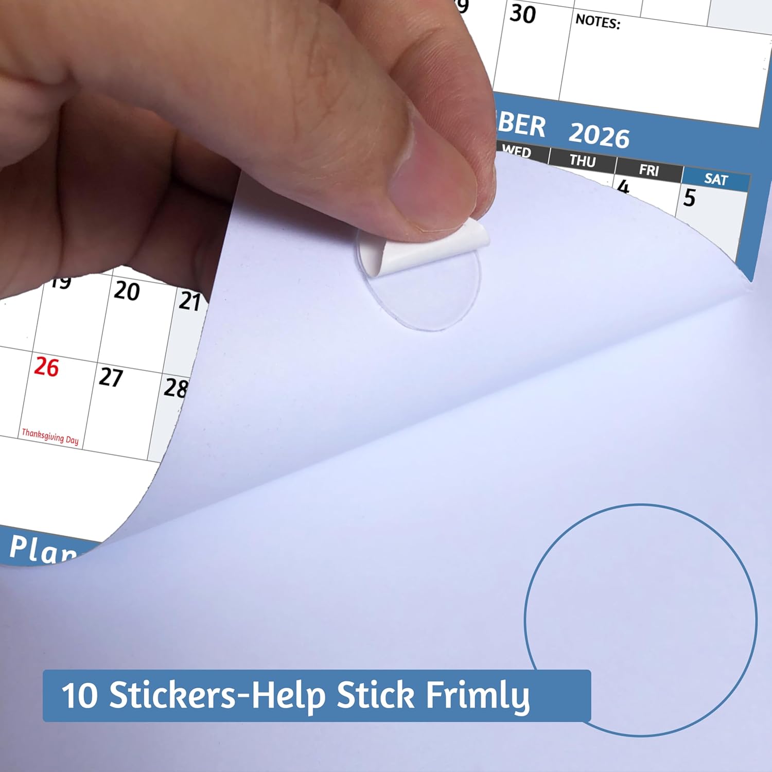 2026 Yearly Wall Calendar - Large Yearly Calendar 2026, Jan 2026 - Dec 2026, 25.2" x 38.2" (Open), 2026 Calendar, Large Wall Calendar 2026, Full Year Paper with Notes, Thicker Paper - Light blue - Image 5