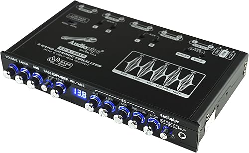 Audiopipe Ecualizador gráfico de 5 bandas con salida RCA de 9 voltios (EQ-515DXP)