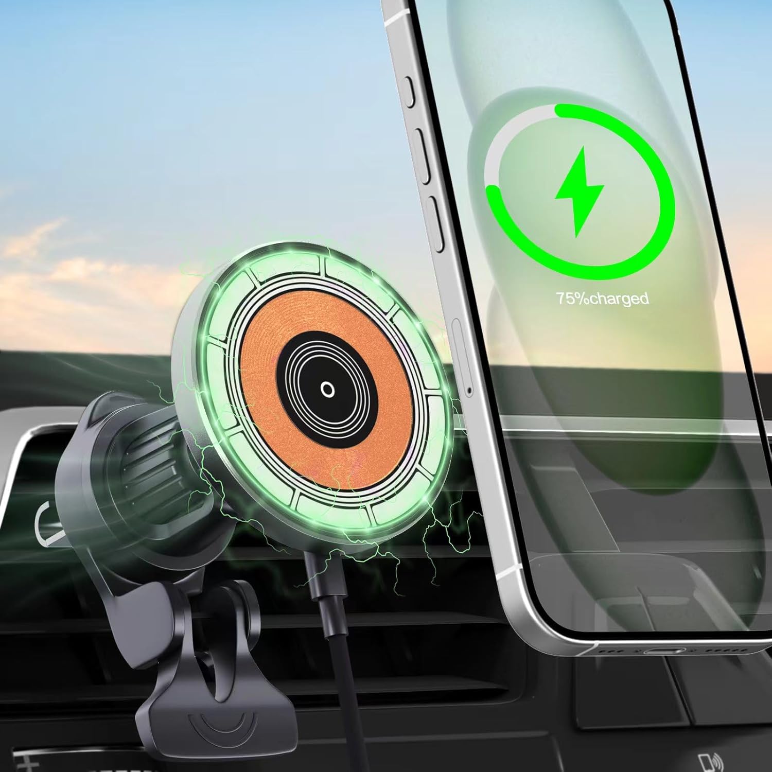 UEASE Car Mount Charger for MagSafe, 15W Wireless Car Charger