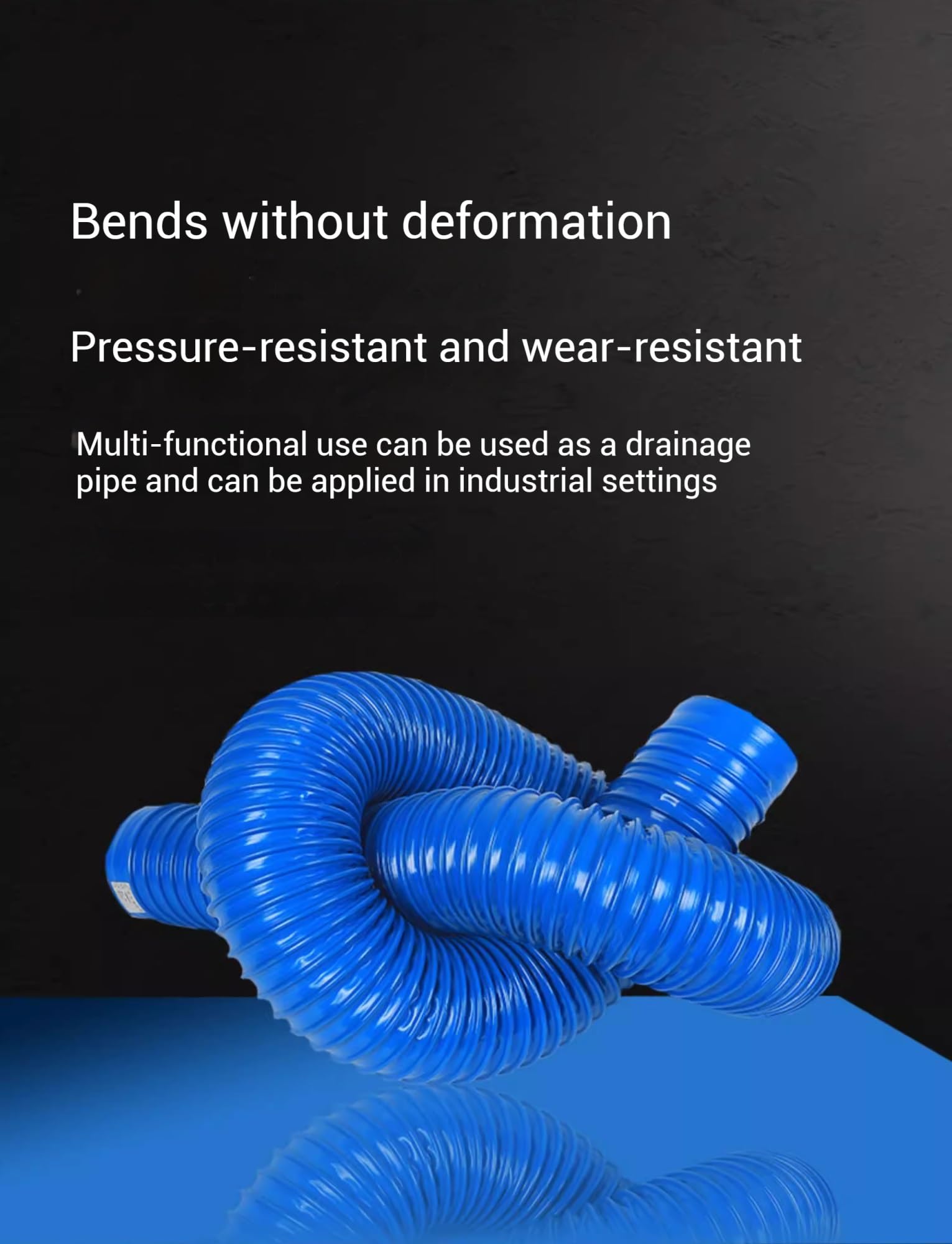 Manguera Flexible De Caucho PVC, 118 Pulgadas, Azul, Tubo De Ventilación Corrugado De Junta Blanda para Conductos De Flujo De Aire Y Aplicaciones De Escape (30~300 Mm) (70 Mm)