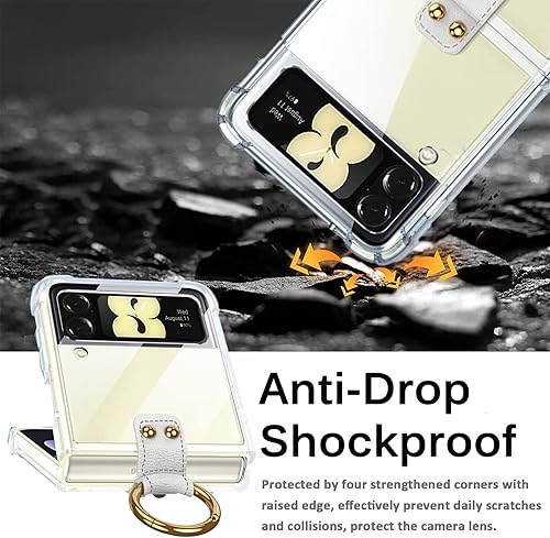 Miniatura 6 de Miimall Funda compatible con Samsung Galaxy Z Flip 3 con bolígrafo, funda ultrafina Flip 3 con soporte de anillo, TPU suave, a prueba de golpes,