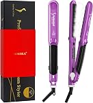 Steam Hair Straightener and Curler, Professional Steam Straightener for Hair Ceramic Tourmaline Steam Flat Iron, Vapor Dual Voltage 2 in 1 Straightening Curling Iron, LED Display with Adjustable Temp