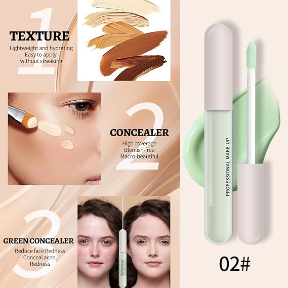 Green Concealer for Redness, Colour Corrector Long Lasting Full Coverage
