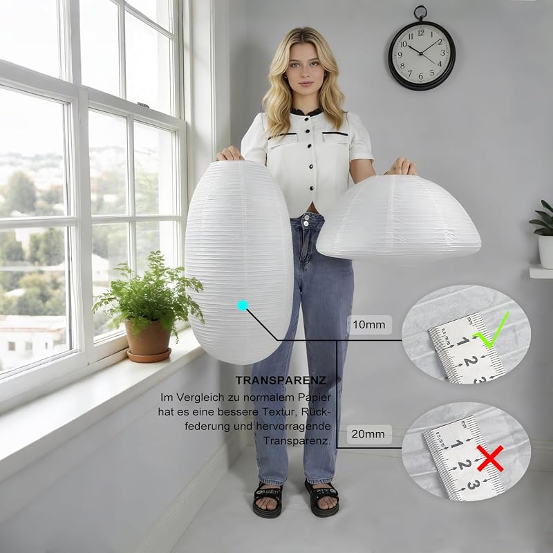 METHEDEECO 49 cm-es fehér papír lampion szett 2 db-os dekoratív otthondekorációhoz
