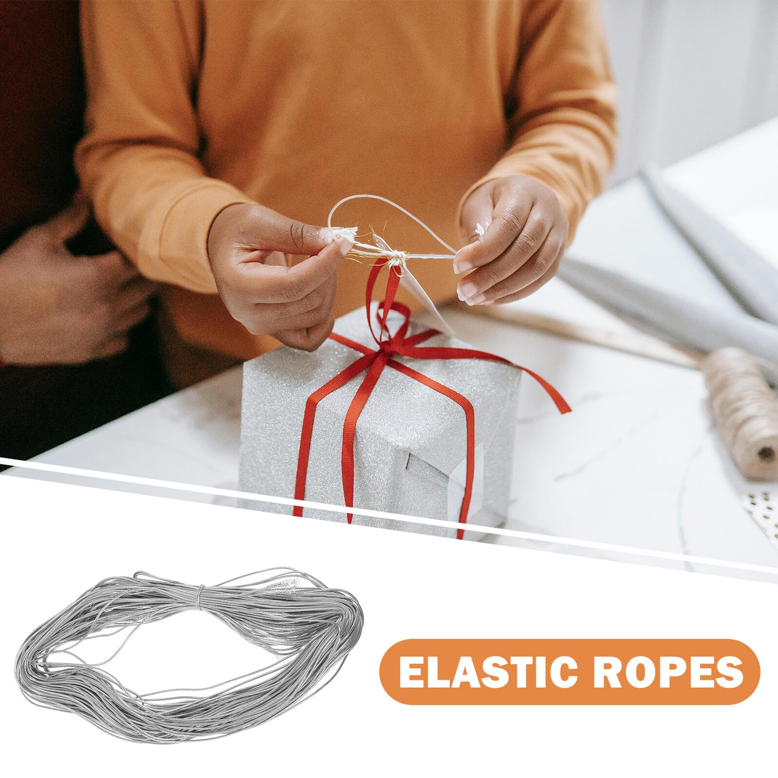 3 Rouleaux Cordon Élastique Tressé 2 Mm Argenté en Fil Caoutchouc, Souple et Résistant, pour Bracelets et Bricolage DIY, Fil à Perler et Kit de Tissage Créatif, Loisirs Artisanaux