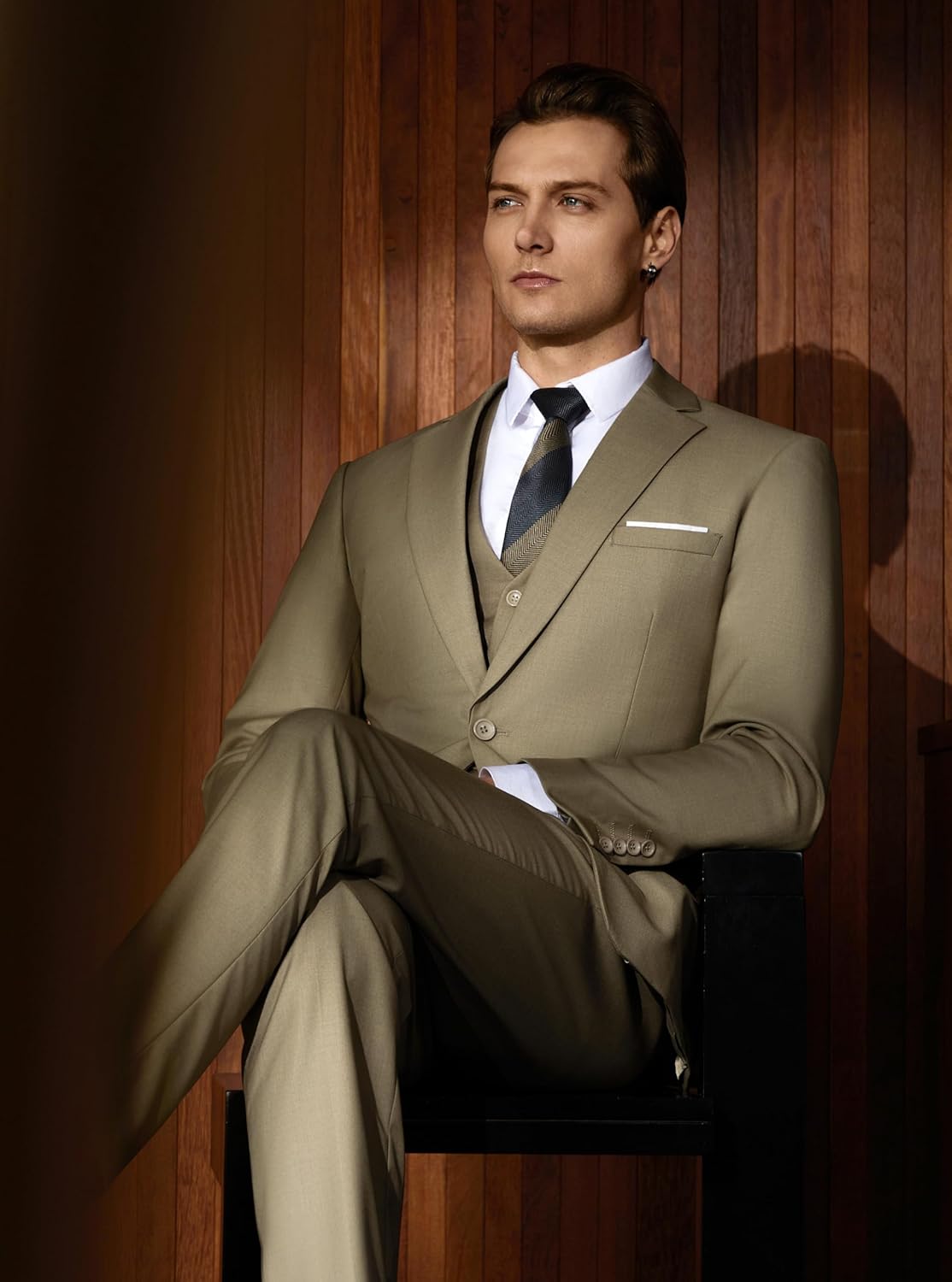 WULFUL Men’s Slim Fit Suit One Button 3-Piece Blazer Dress Business Wedding... - Picture 204 of 257
