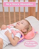 Vista 3 de JunNeng Baby Walker - Mochila protectora de cabeza de 3 lados, almohadilla de seguridad para la cabeza de los niños, mariposa rosa