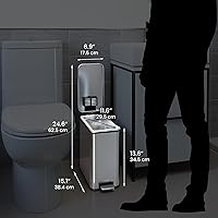 Vista 6 de iTouchless SoftStep - Cubo de basura de acero inoxidable con pedal pequeño de 3 galones, baño de 11 litros, cubo interior extraíble, suave