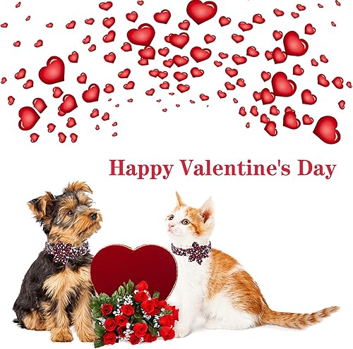 Miniatura 10 de Unique style paws Collar de perro para el día de San Valentín con corbatín de lazo negro y rojo corazón para cachorro el mejor regalo de estilo