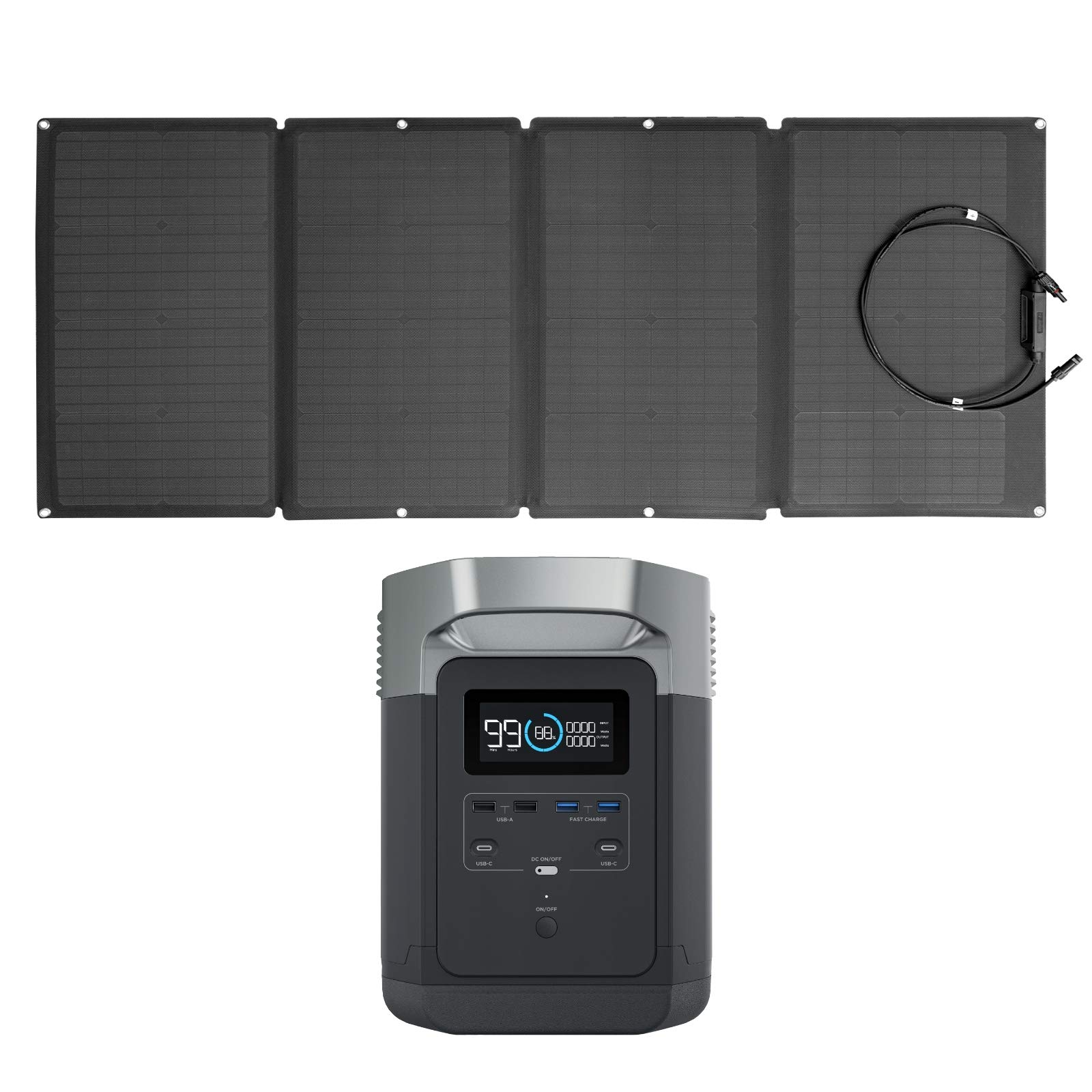 EF ECOFLOW EFDELTA Solar Generator 1260Wh with 160W Solar Panel, 6 X 1800W (3300W Surge) AC Outlets, Portable Power Statio...