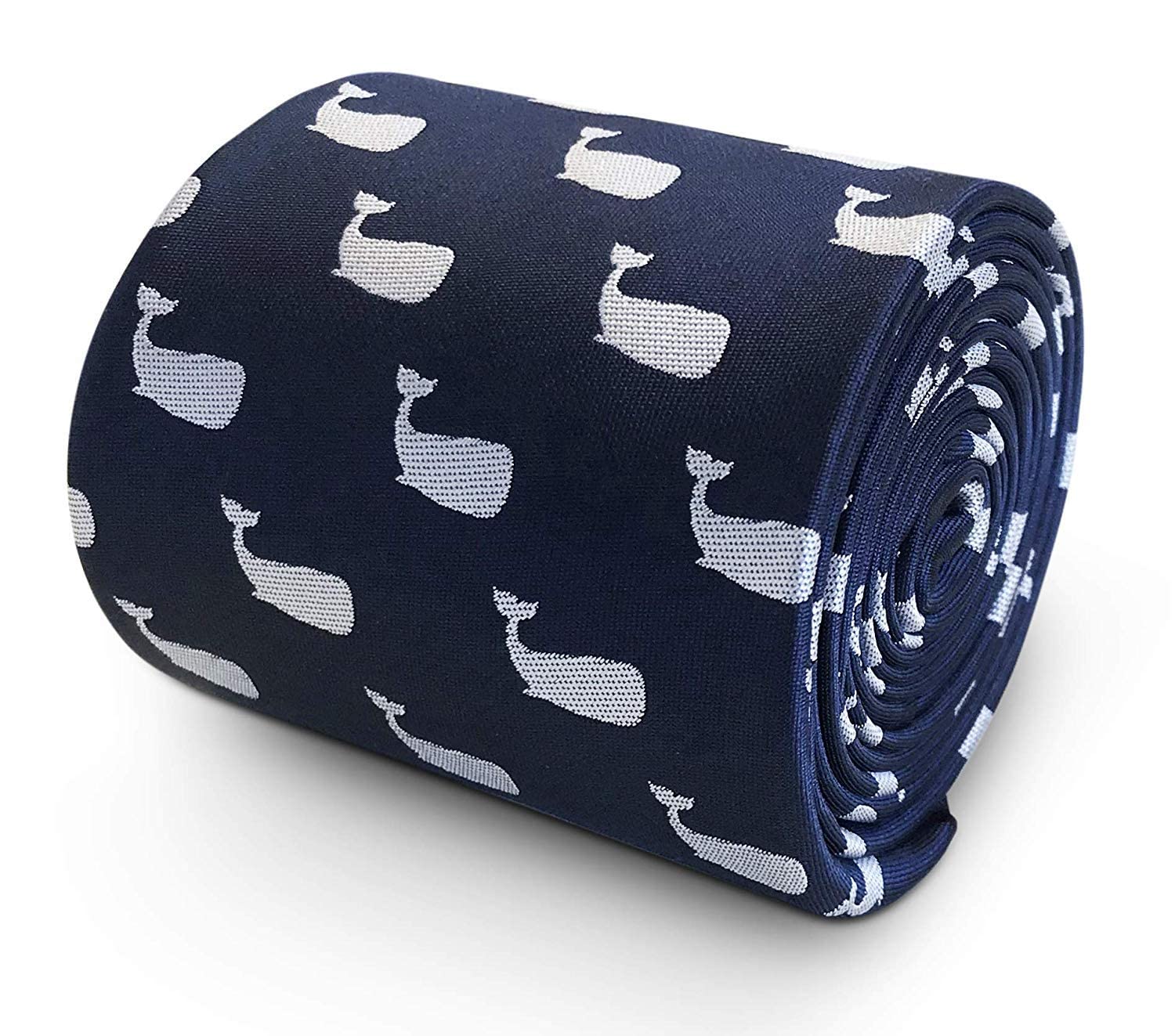 Frederick Thomas Men's Navy Blue ’S Tie With Whale Nautical Design 8Cm Width, 147Cm Length Classic ’S Necktie Ideal For Office, Formal Occasions, Weddings And Dinner Parties