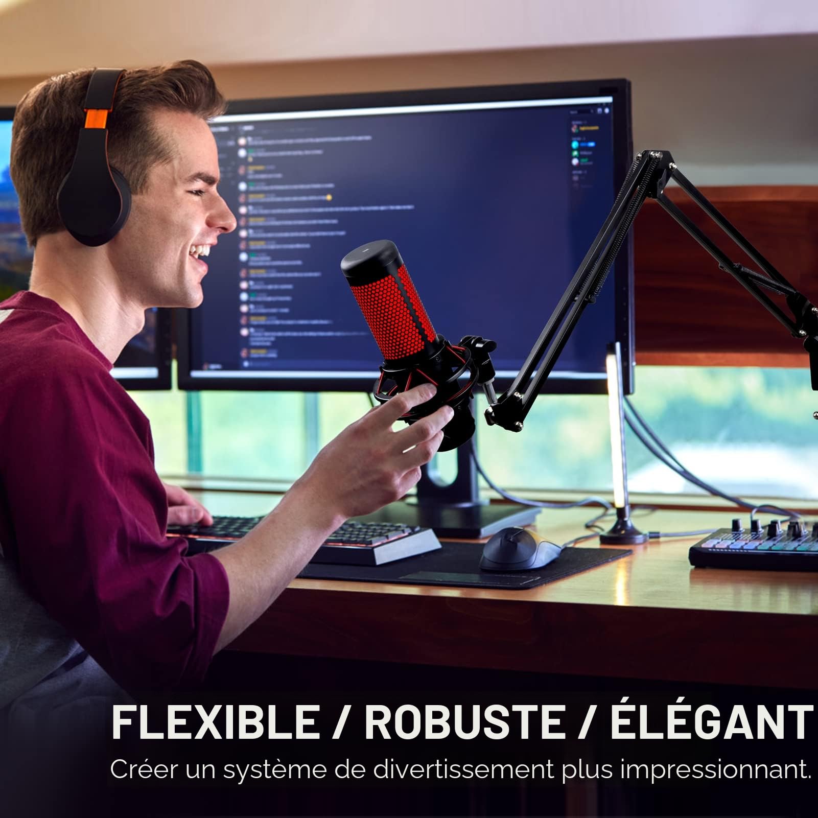 HyperX Quadcast Bras Micro - Support Microphone, Pied Micro Bureau pour Hyperx Quadcast S SoloCast, Perche Micro Blue Yeti, Elgato Wave, FIFINE USB XLR, Razer Micro avec Vis 3/8" à 5/8"par YOUSHARES