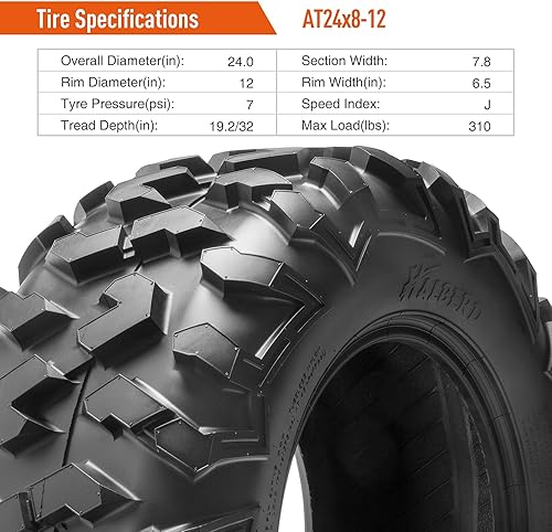 Miniatura 5 de HALBERD Neumáticos cuatrimoto, neumáticos ATV 24x8-12 y 24x10-11, 6PR 24x8x12, 24x10x11 todo terreno ATV UTV todoterreno para Honda Fourtrax Rancher