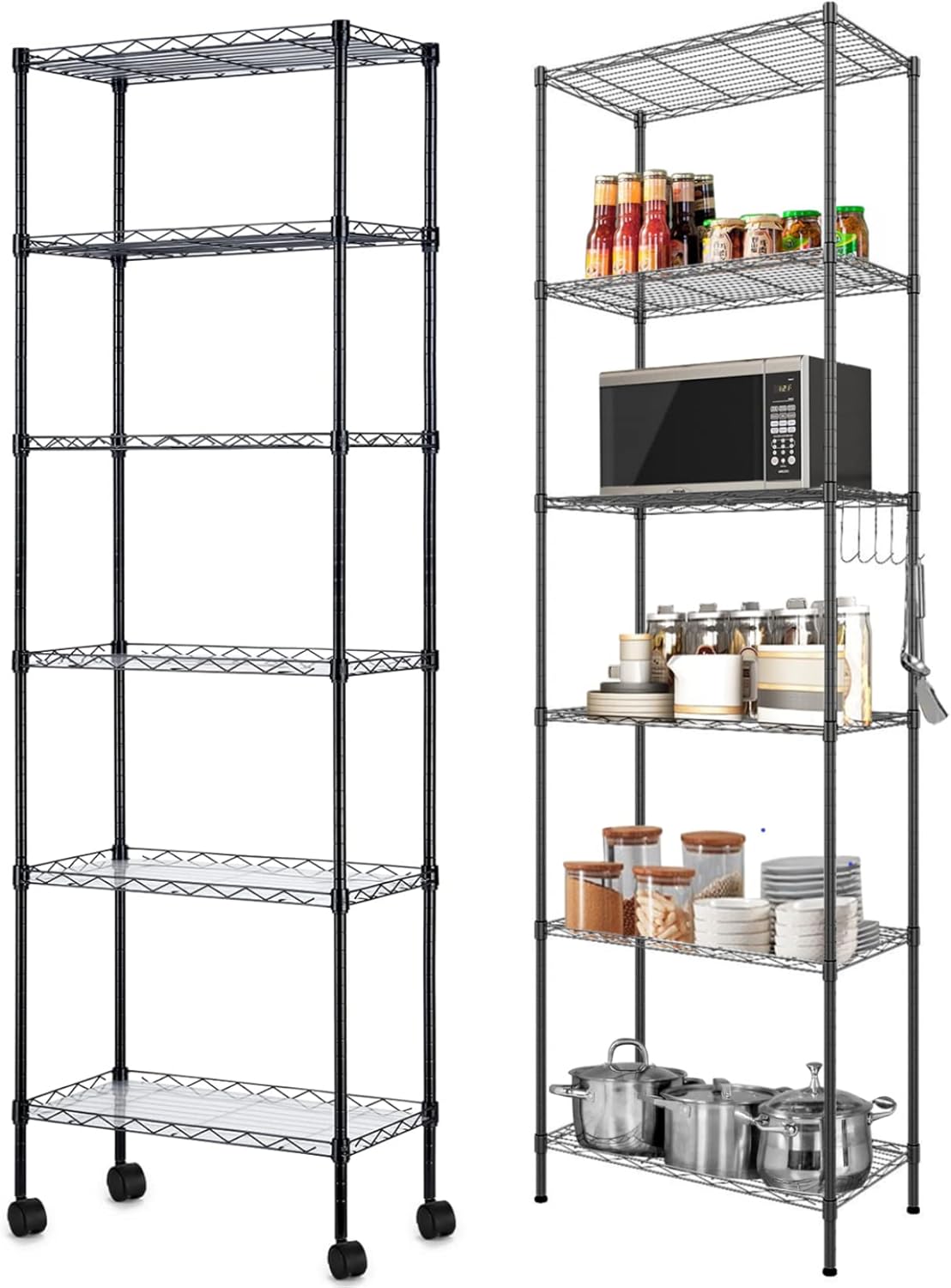 Devo Shelves with Wheels Storage Shelves, Wire Shelf Metal Racks with