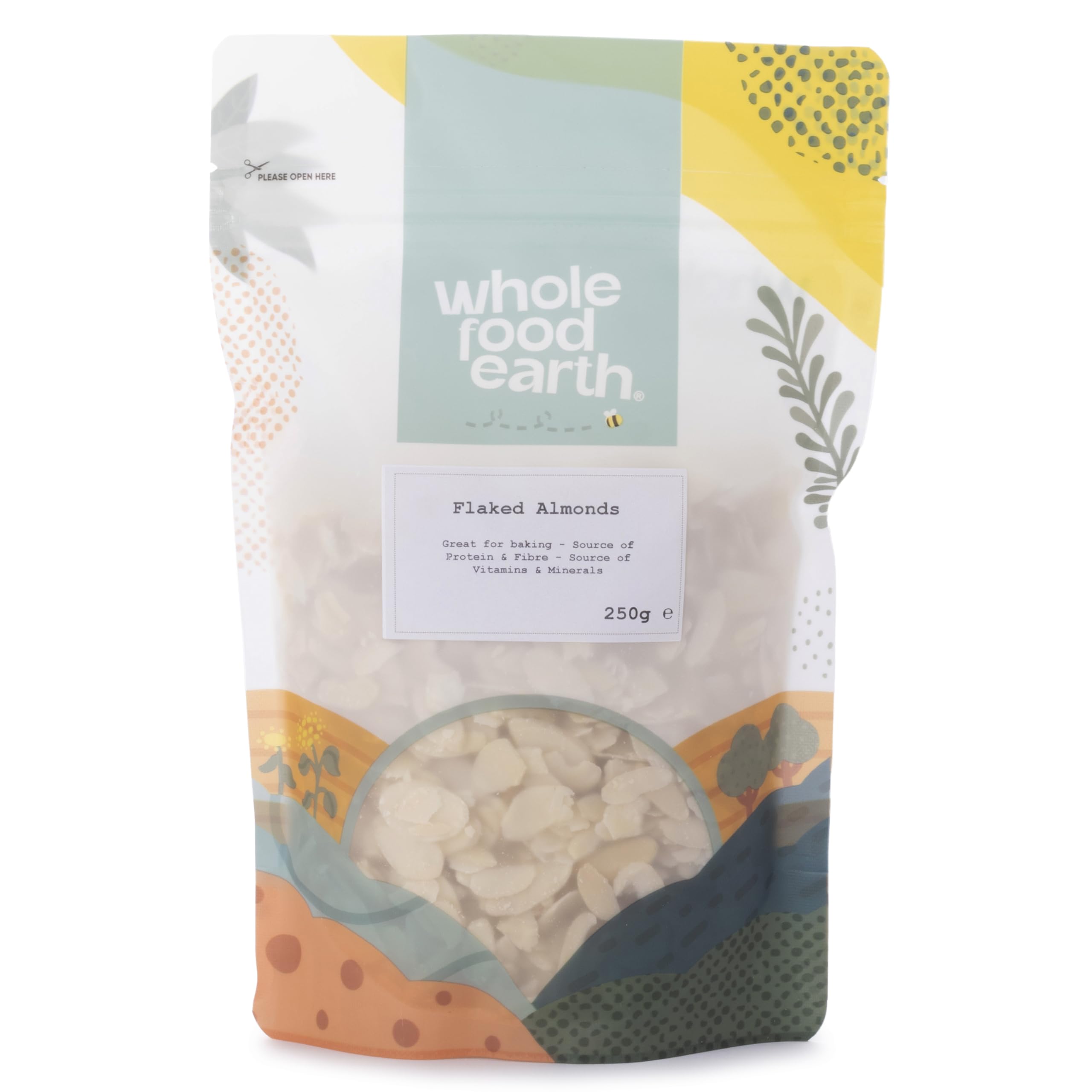 Wholefood Earth Flaked Almonds 250 g | GMO Free | High Fibre | Source of Protein