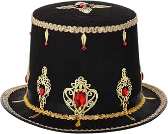 Cappello a Cilindro nero floccato adulto per carnevale