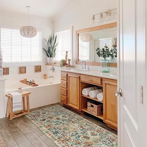 Miniatura 3 de Lahome Alfombras de pasillo de cocina antideslizantes, lavables, suaves con respaldo de goma, enrejado marroquí de pelo bajo, alfombra de interior