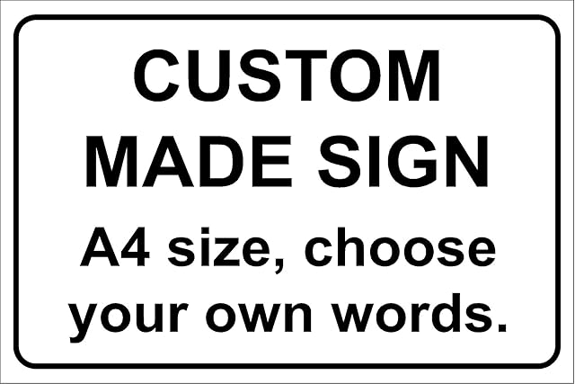 Custom Made Plastic Sign - Black Text - 1.2mm Rigid Plastic 300mm x 200mm