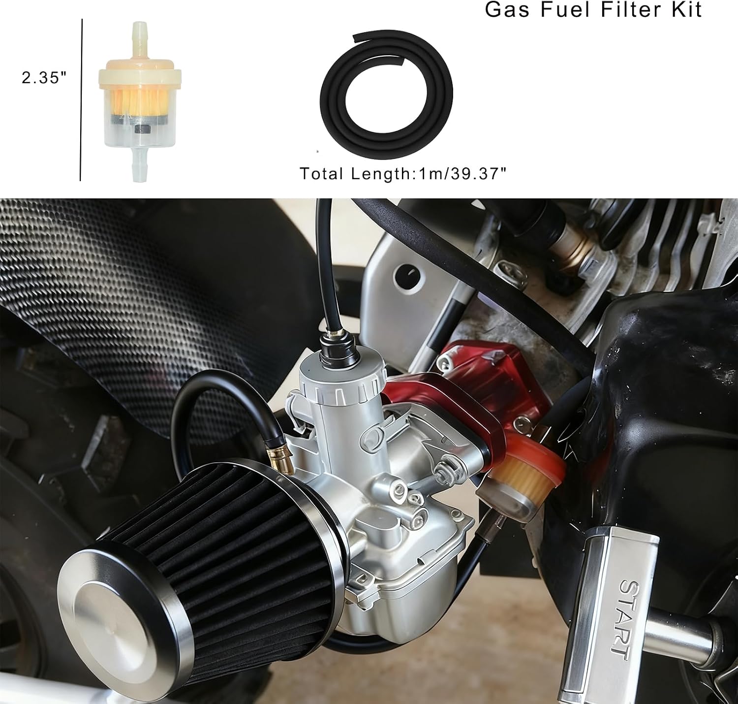 4PCS 38mm Air Filter Kit with 4 Fuel Filters, Air Intake Filter for Universal Carburetors, Fits 50cc to 150cc Engines